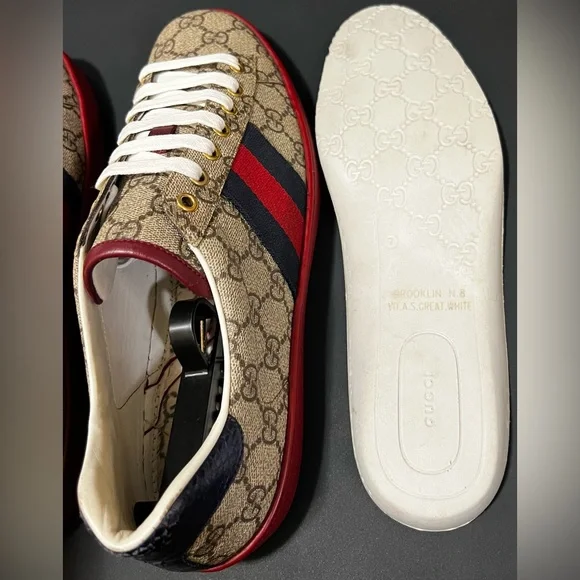 GUCCI ACE GG SUPREME RED SNEAKER | SIZE 8G 9US | 429445 - Picture 12 of 13